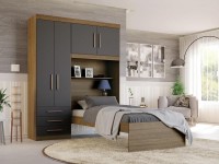 Guarda-roupa Modulado de solteiro Advantage Ypê Wood/grafite